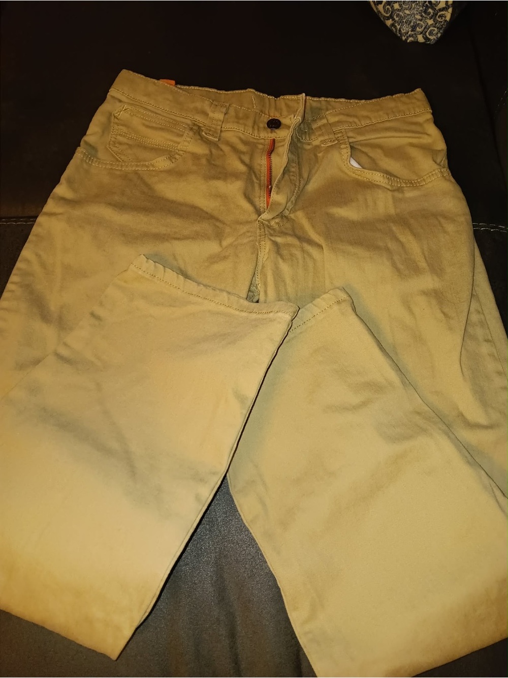 Wrangler Kids Beige Jeans with Orange Accents 14 HUSKY